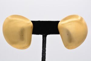 MJ Ent Vintage Earrings Brushed Gold Tone Chunky Matte Textured Signed 80s BinQ